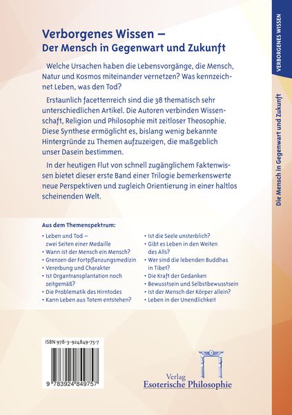Produktbild: Verborgenes Wissen - Der Mensch in Gegenwart und Zukunft