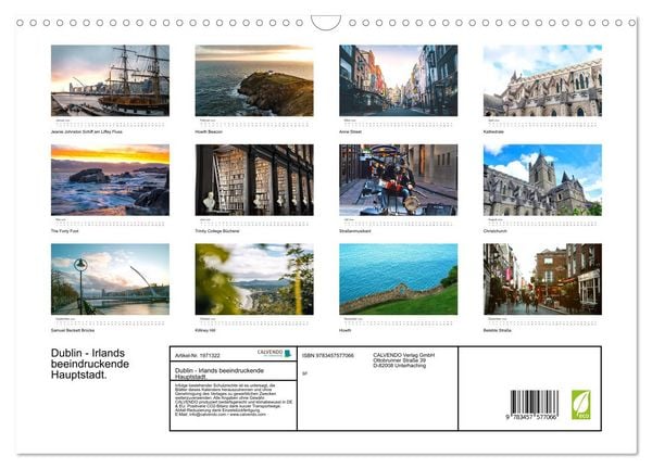 Produktbild: Dublin - Irlands beeindruckende Hauptstadt. (Wandkalender 2026 DIN A3 quer), CALVENDO Monatskalender