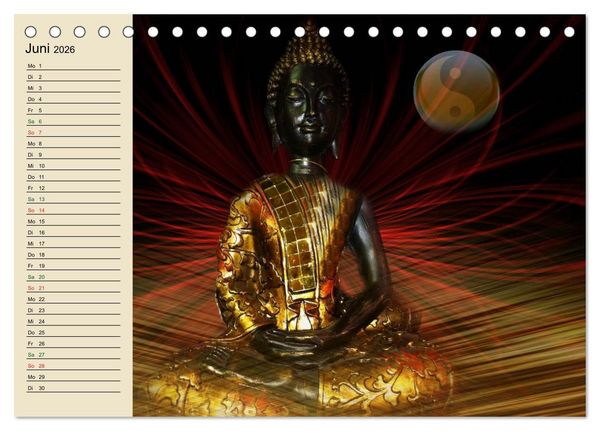 Produktbild: Buddha und Yin Yang (Tischkalender 2026 DIN A5 quer), CALVENDO Monatskalender