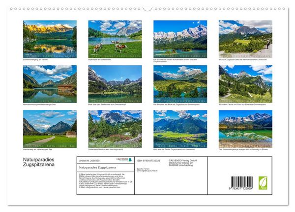 Produktbild: Naturparadies Zugspitzarena (hochwertiger Premium Wandkalender 2026 DIN A2 quer), Kunstdruck in Hochglanz