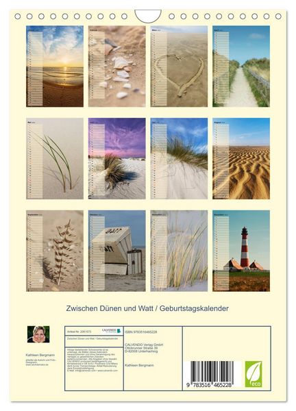 Produktbild: Zwischen D&uuml;nen und Watt / Geburtstagskalender (Wandkalender 2026 DIN A4 hoch), CALVENDO Monatskalender