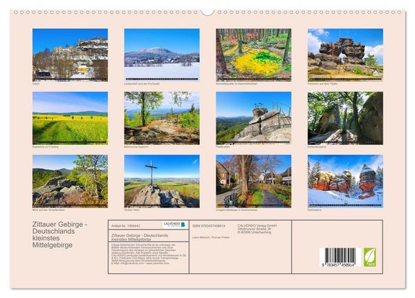 Produktbild: Zittauer Gebirge - Deutschlands kleinstes Mittelgebirge (hochwertiger Premium Wandkalender 2026 DIN A2 quer), Kunstdruck in Hochglanz