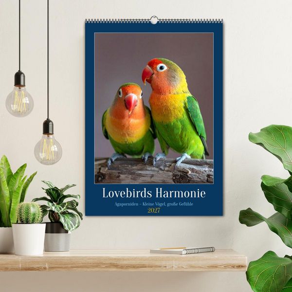 Produktbild: Lovebirds Harmonie (Wandkalender 2027 DIN A2 hoch), CALVENDO Monatskalender