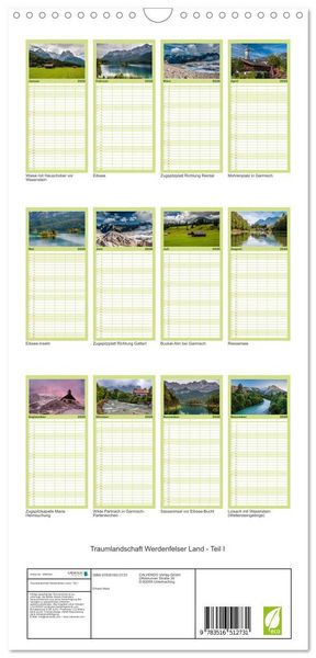 Produktbild: Familienplaner 2026 - Traumlandschaft Werdenfelser Land - Teil I mit 5 Spalten (Wandkalender, 21 x 45 cm) CALVENDO