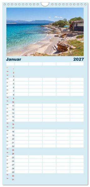 Produktbild: Familienplaner 2027 - Insel Chalki mit 5 Spalten (Wandkalender, 21 x 45 cm) CALVENDO