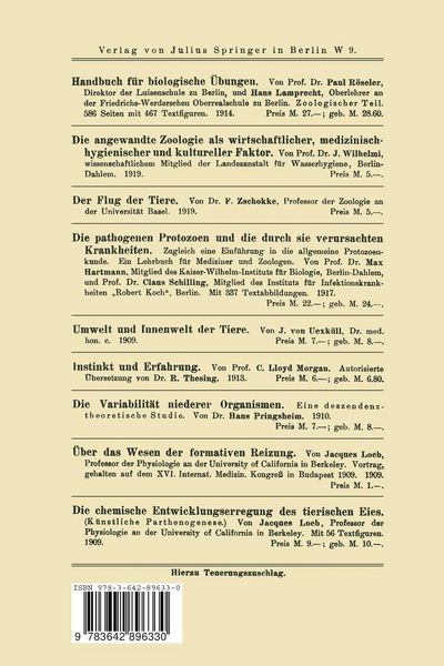 Produktbild: Einf&uuml;hrung in die Experimentalzoologie