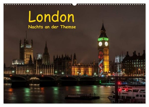 Produktbild: London - Nachts an der Themse (Wandkalender 2026 DIN A2 quer), CALVENDO Monatskalender