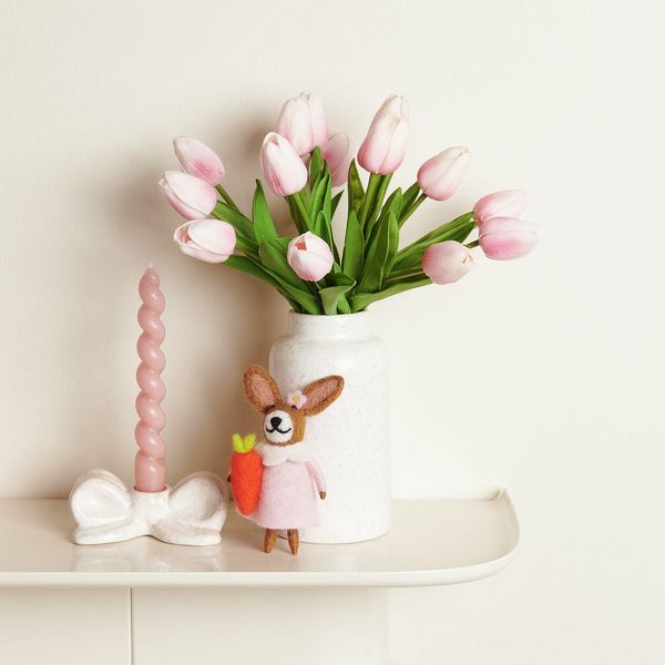 Produktbild: Aufh&auml;nger Filz-Hase mit M&ouml;hre und rosa Kleid, 14 x 7 x 4cm