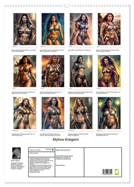 Produktbild: Mythos Kriegerin (Wandkalender 2026 DIN A2 hoch), CALVENDO Monatskalender