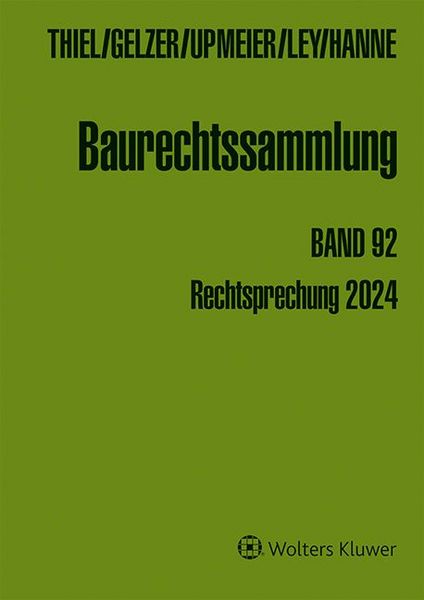 Produktbild: Baurechtssammlung. Rechtsprechung des Bundesverwaltungsgerichts,... / Baurechtssammlung Band 92