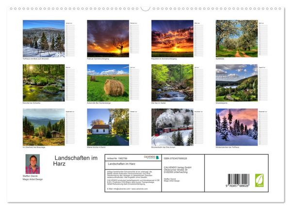 Produktbild: Landschaften im Harz (hochwertiger Premium Wandkalender 2026 DIN A2 quer), Kunstdruck in Hochglanz