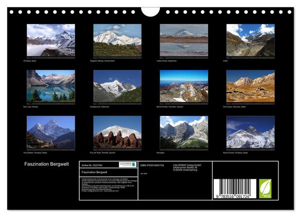 Produktbild: Faszination Bergwelt (Wandkalender 2026 DIN A4 quer), CALVENDO Monatskalender