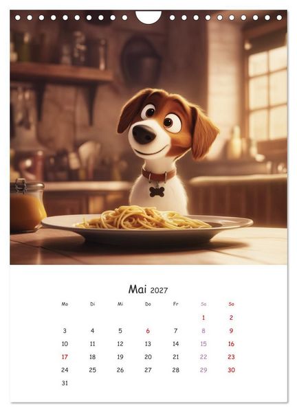 Produktbild: Fellnasen am K&uuml;chentisch - 12 KI-Motive mit Hunden (Wandkalender 2027 DIN A4 hoch), CALVENDO Monatskalender