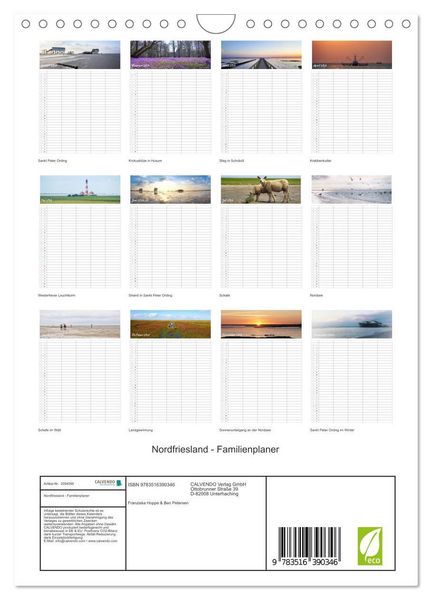 Produktbild: Nordfriesland - Familienplaner (Wandkalender 2026 DIN A4 hoch), CALVENDO Monatskalender
