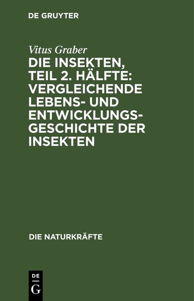 Produktbild: Die Insekten, Teil 2. H&auml;lfte: Vergleichende Lebens- und Entwicklungsgeschichte der Insekten