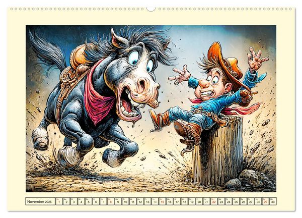 Produktbild: Wiehern garantiert. Der verr&uuml;ckte Pferde-Cartoon-Spa&szlig; (Wandkalender 2026 DIN A2 quer), CALVENDO Monatskalender