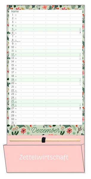 Produktbild: Deko-Familienplaner mit Tasche Flower Time 2027