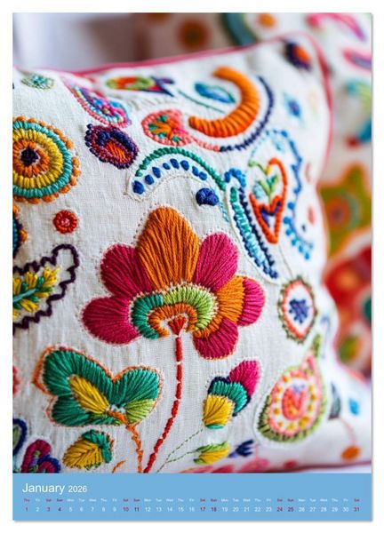 Produktbild: Elegance in Embroidery (Wall Calendar 2026 DIN A3 portrait), CALVENDO 12 Month Wall Calendar