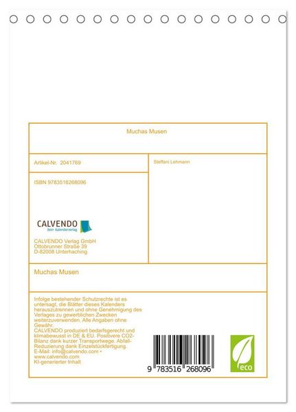 Produktbild: Muchas Musen (Tischkalender 2026 DIN A5 hoch), CALVENDO Monatskalender
