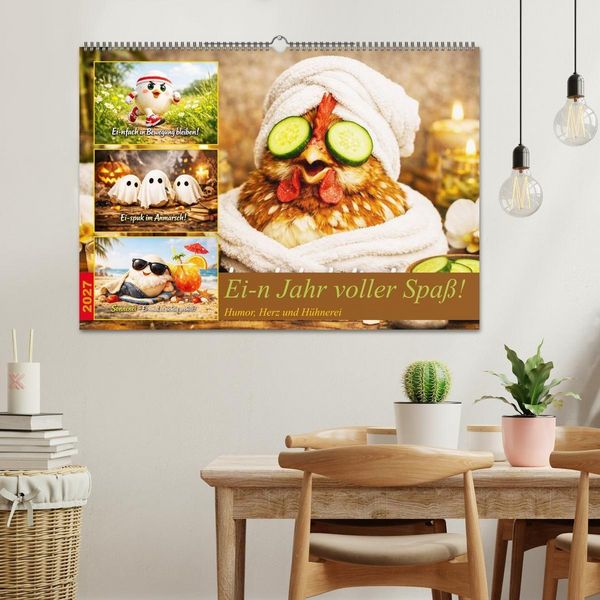 Produktbild: Ei-n Jahr voller Spa&szlig;! - Humor, Herz und H&uuml;hnerei (Wandkalender 2027 DIN A2 quer), CALVENDO Monatskalender