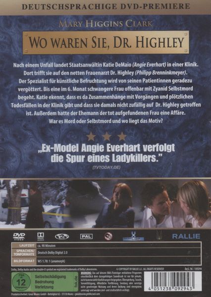 Produktbild: Mary Higgins Clark - WO WAREN SIE, DR. HIGHLEY?