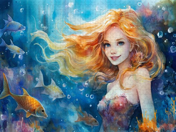 Produktbild: CALVENDO Puzzle Blonde Meerjungfrau | 1000 Teile Lege-Gr&ouml;&szlig;e 64x48cm Foto-Puzzle f&uuml;r gl&uuml;ckliche Stunden