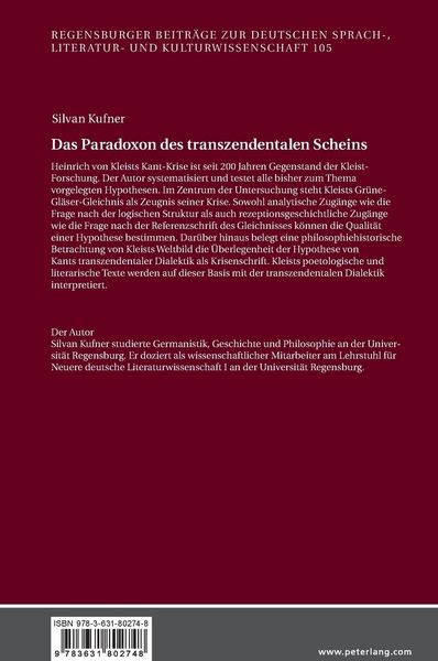 Produktbild: Das Paradoxon des transzendentalen Scheins