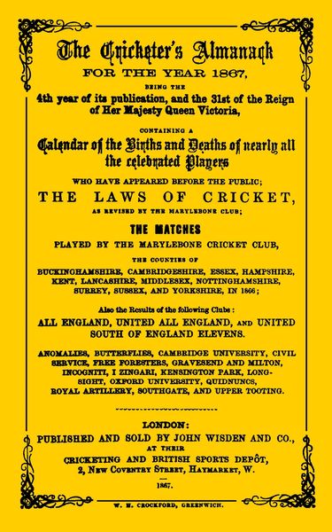 Produktbild: Wisden Cricketers' Almanack 1867