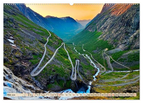Produktbild: K&ouml;nigsroute Norwegens (hochwertiger Premium Wandkalender 2026 DIN A2 quer), Kunstdruck in Hochglanz