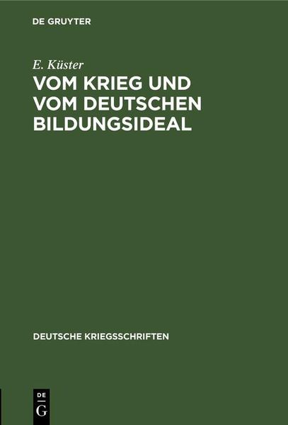 Produktbild: Vom Krieg und vom deutschen Bildungsideal