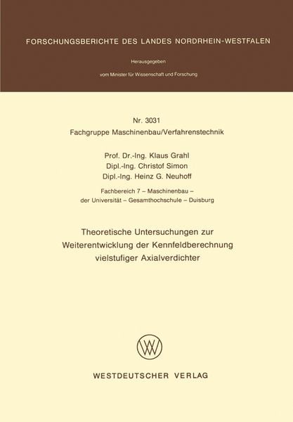 Produktbild: Theoretische Untersuchungen zur Weiterentwicklung der Kennfeldberechnung vielstufiger Axialverdichter