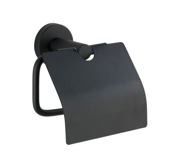 Produktbild: Toilettenpapierhalter Edelstahl Mod. Bosio Black matt mit Deckel, rostfrei