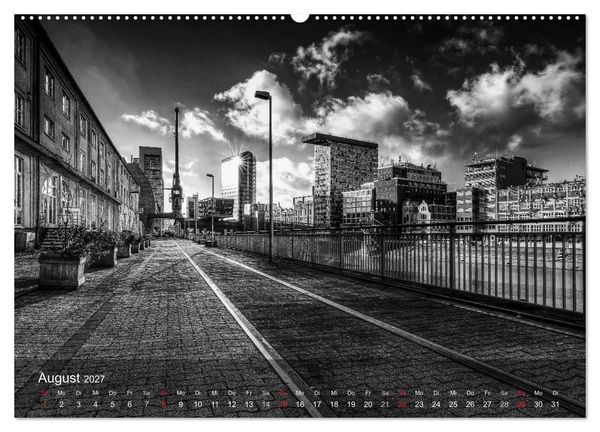 Produktbild: D&uuml;sseldorf Ansichten in Schwarz-Wei&szlig; (hochwertiger Premium Wandkalender 2027 DIN A2 quer), Kunstdruck in Hochglanz