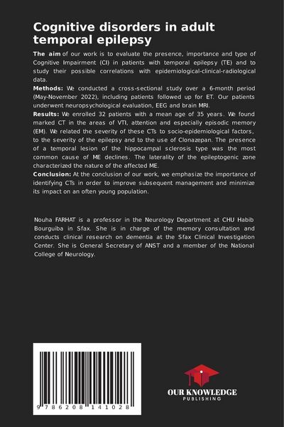 Produktbild: Cognitive disorders in adult temporal epilepsy