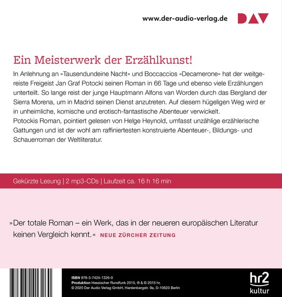 Produktbild: Die Handschriften von Saragossa oder Die Abenteuer in der Sierra Morena