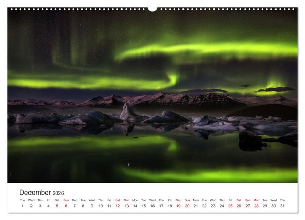 Produktbild: Iceland Aurora - Night Photography by Tony Prower (High Quality Premium Wall Calendar 2026 DIN A2 landscape),CALVENDO 12 Month Wall Calendar