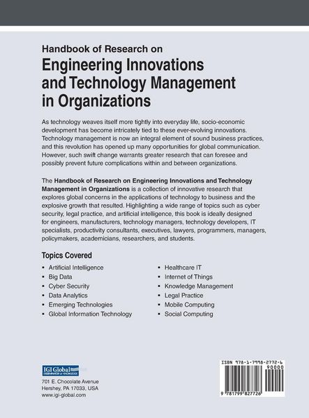 Produktbild: Handbook of Research on Engineering Innovations and Technology Management in Organizations