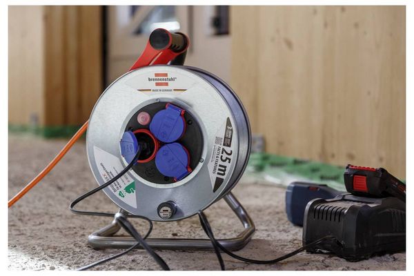Produktbild: Brennenstuhl 1198740 Kabeltrommel 25 m Orange Schutzkontakt-Stecker