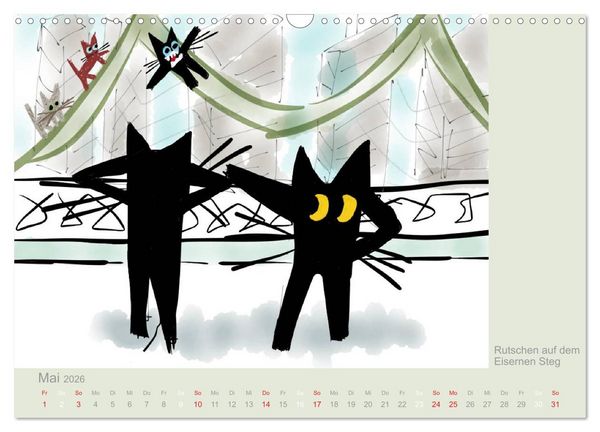 Produktbild: Frau Kami Katze entdeckt Frankfurt am Main (Wandkalender 2026 DIN A3 quer), CALVENDO Monatskalender