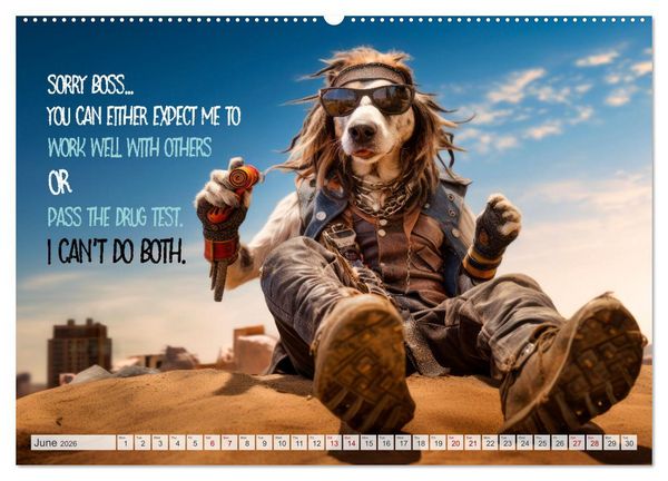 Produktbild: Crazy dogs COOL SAYINGS (Wall Calendar 2026 DIN A2 landscape), CALVENDO 12 Month Wall Calendar