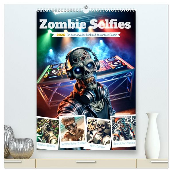 Produktbild: Zombie Selfies - Ein humorvoller Blick auf das untote Dasein (hochwertiger Premium Wandkalender 2026 DIN A2 hoch), Kunstdruck in Hochglanz