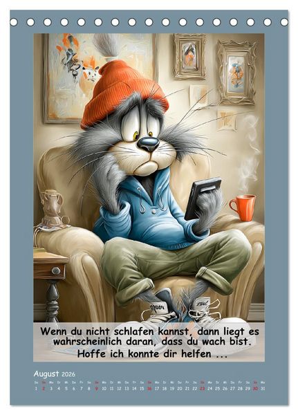 Produktbild: Kratzige Kerle. Trockener Katzenhumor vom Feinsten (Tischkalender 2026 DIN A5 hoch), CALVENDO Monatskalender