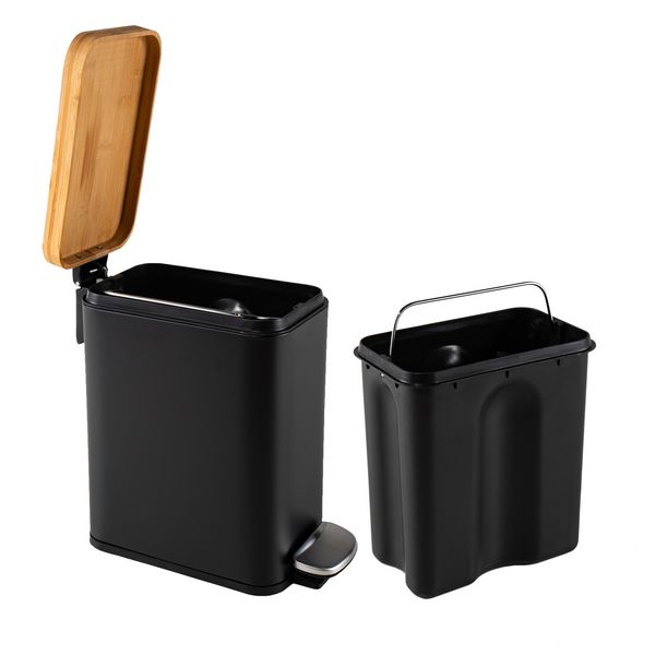 Produktbild: HTI-Living Pedalm&uuml;lleimer Modern 5L Schwarz/Natur Pedalm&uuml;lleimer Modern 5L Schwarz/Natur