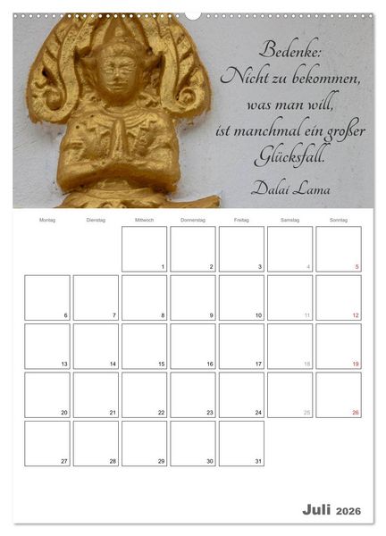 Produktbild: Harmonie und Freude Buddhistische Weisheiten 2026 (Wandkalender 2026 DIN A2 hoch), CALVENDO Monatskalender
