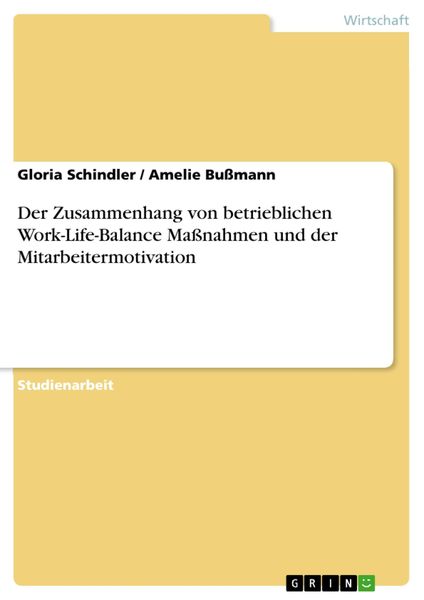 Produktbild: Der Zusammenhang von betrieblichen Work-Life-Balance Ma&szlig;nahmen und der Mitarbeitermotivation