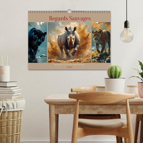 Produktbild: Regards Sauvages &ndash; Rencontres au c&oelig;ur du monde sauvage (Calendrier mural 2026 DIN A3 vertical), CALVENDO calendrier mensuel