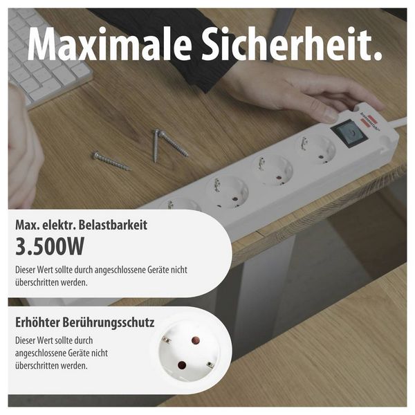 Produktbild: Brennenstuhl 1150660425 Steckdosenleiste mit Schalter Wei&szlig; Schutzkontakt 1 St.
