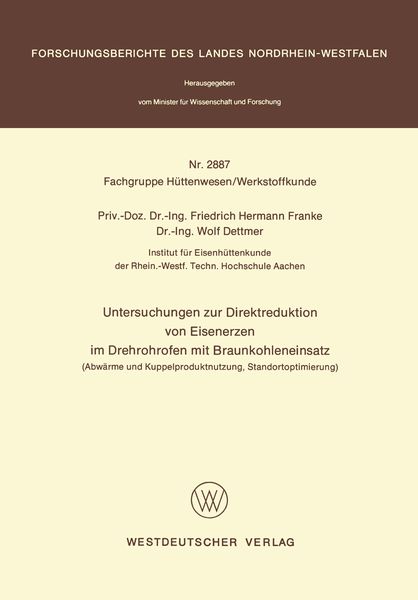 Produktbild: Untersuchungen zur Direktreduktion von Eisenerzen im Drehrohrofen mit Braunkohleneinsatz