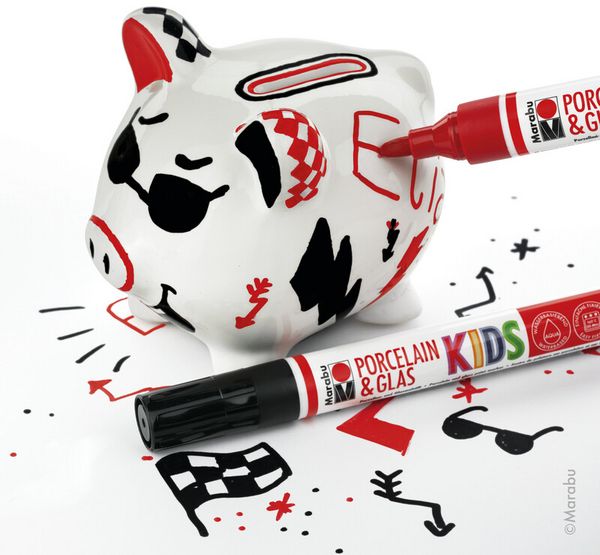 Produktbild: Marabu KiDS Porcelain und Glaspainter Sparschwein Malset