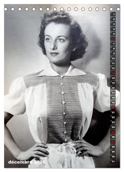 Produktbild: Deux mannequins des ann&eacute;es 1950 - Les jumelles Thea et Helga (Calendrier de bureau 2026 DIN A5 horizontal), CALVENDO calendrier mensuel
